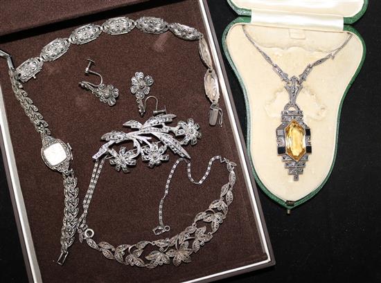 A collection of marcasite jewellery